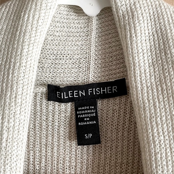 Eileen Fisher Organic Linen Cotton Beige Longline Sm Cardigan Sweater - Picture 6 of 9